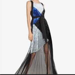 BCBGMaxAzria Black and Blue Asymmetrical Dress size L